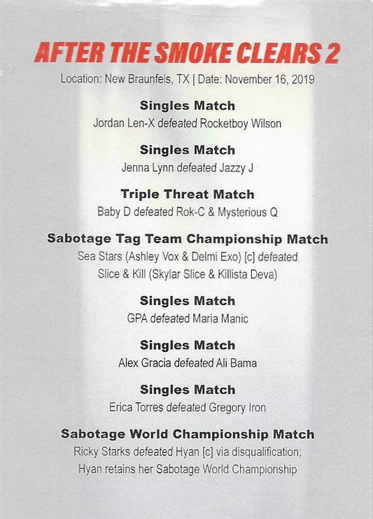 After the Smoke Clears 2 trading card PW Catalog