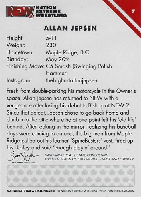 Allan Jepsen trading card PW Catalog