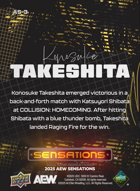 1/25/25 – Konosuke Takeshita – Konosuke Takeshita Defeats Katsuyori Shibata in a Close Match at AEW Collision: Homecoming