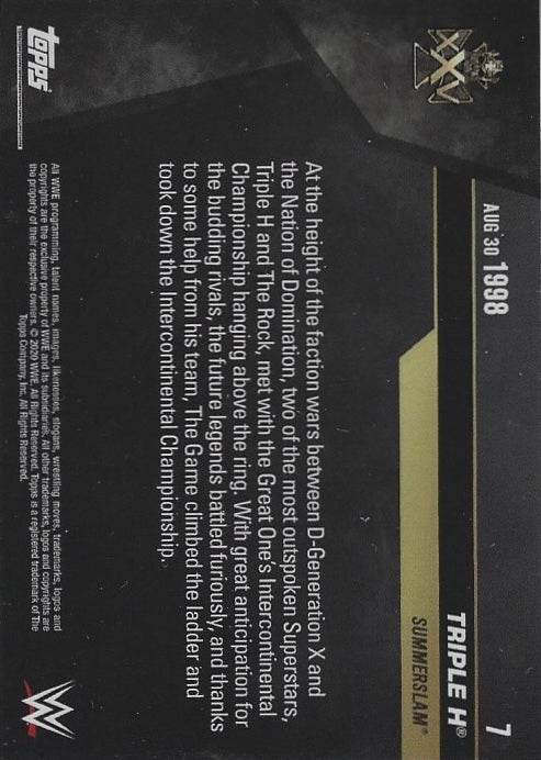 AUG 30 1998 – Triple H DEF. the Rock in a Ladder Match for the Intercontinetal Title trading card PW Catalog