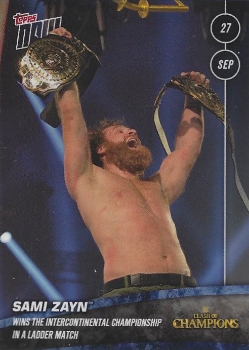 Sami Zayn Wins the Intercontinental Championship in a Ladder Match trading card PW Catalog