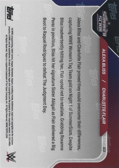 Alexa Bliss / Charlotte Flair Frenemies Prevail, Capture Women’s TAG Team Gold trading card PW Catalog