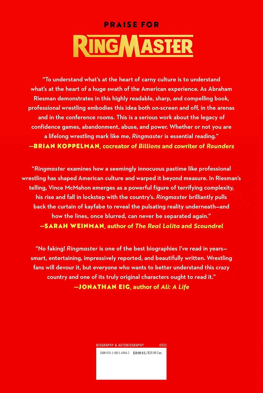 Ringmaster: Vince McMahon and the Unmaking of America Books PWcatalog