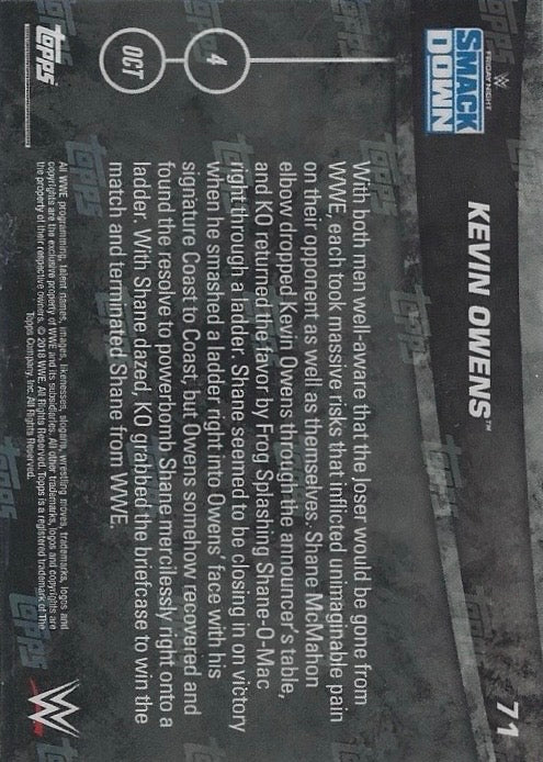 Kevin Owens DEF. Shane Mcmahon in a Ladder Match trading card PW Catalog