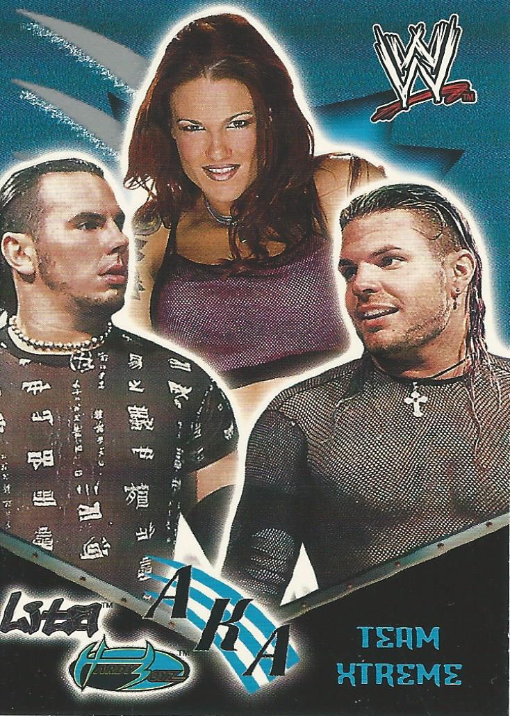WWE Fleer Royal Rumble 2002 Hardy Boyz Matt and Jeff with Lita