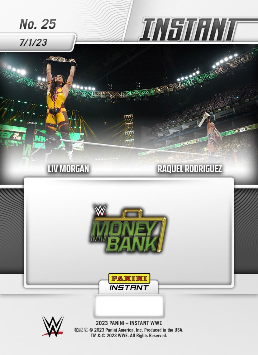 LIV Morgan & Raquel Rodriguez – LIV Morgan and Raquel Rodriguez Win WWE Women’s TAG Team Championships trading card PW Catalog