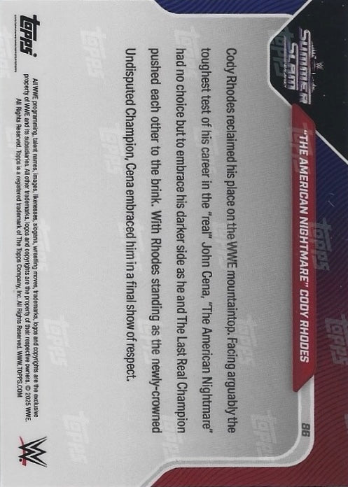“The American Nightmare” Cody Rhodes Recaptures WWE Undisputed Title in All-Time Classic trading card PW Catalog