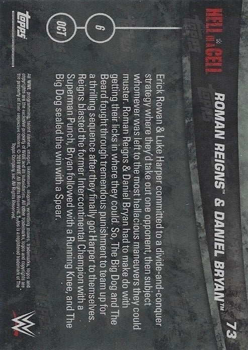 Roman Reigns & Daniel Bryan DEF. Erick Rowan & Luke Harper trading card PW Catalog