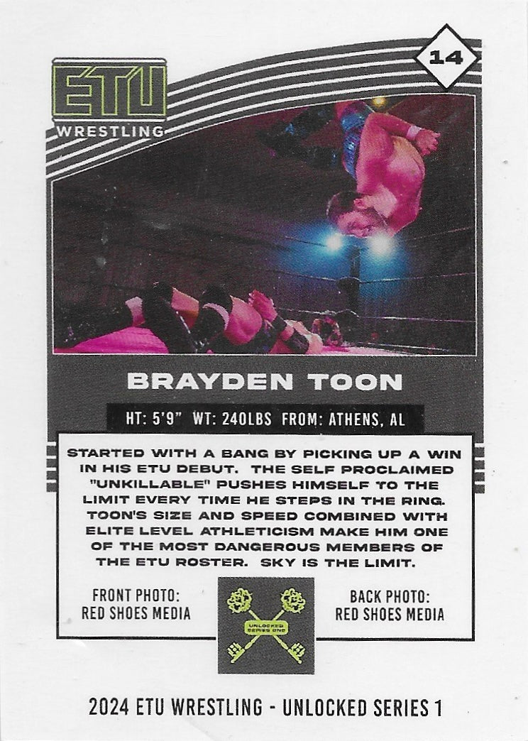 “Unkillable” Brayden Toon trading card PW Catalog