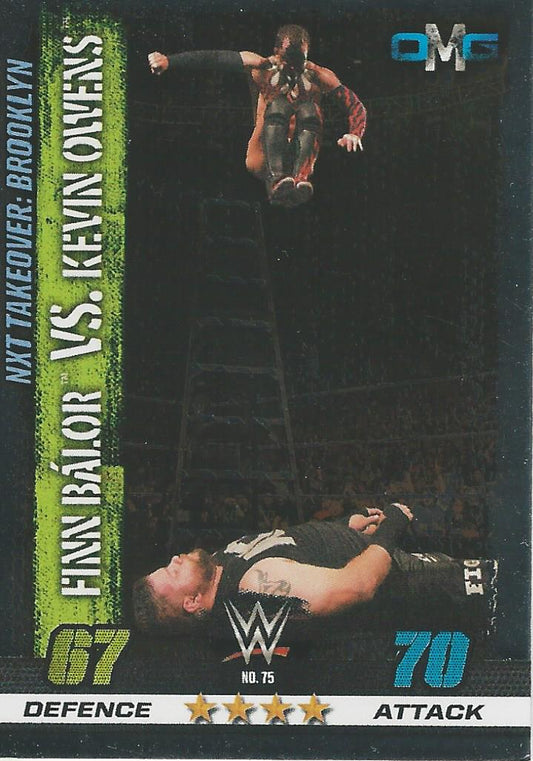 WWE Topps Slam Attax 10th Edition 2017 Finn Balor vs Kevin Owens #75