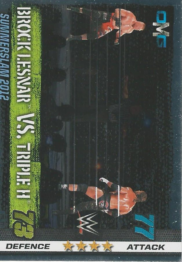 WWE Topps Slam Attax 10th Edition 2017 Brock Lesnar vs HHH trading card PW Catalog