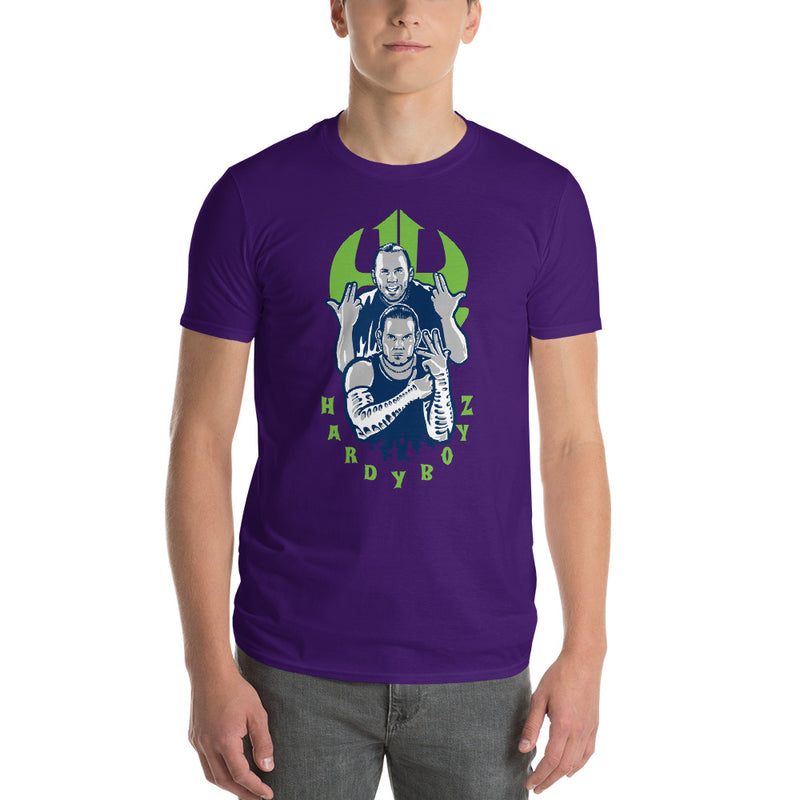 The Hardy Boyz "Stacked Pose" Purple Short-Sleeve T-Shirt
