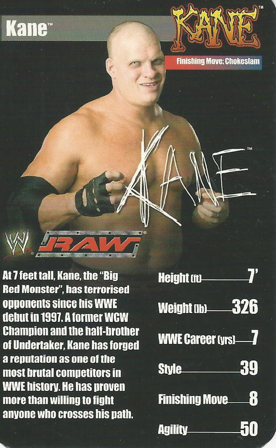 WWE Top Trumps Superstars 1 2005 Kane trading card PW Catalog