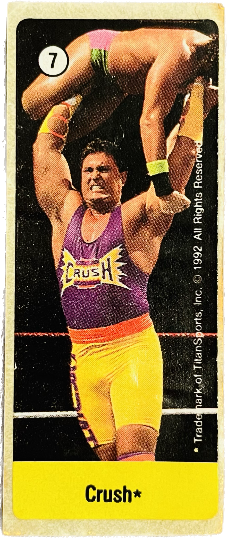 WWF Dunkin Bubble Gum Stickers (1992) No. 7 Crush PW Catalog