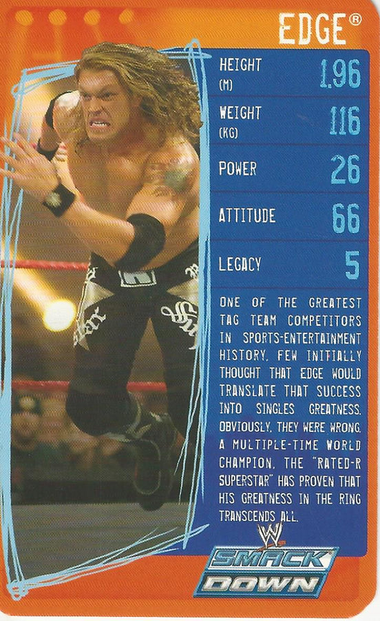 WWE Top Trumps Specials 2009 Edge trading card PW Catalog