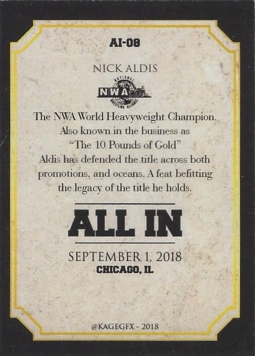 Nick Aldis “the National Treasure” trading card PW Catalog