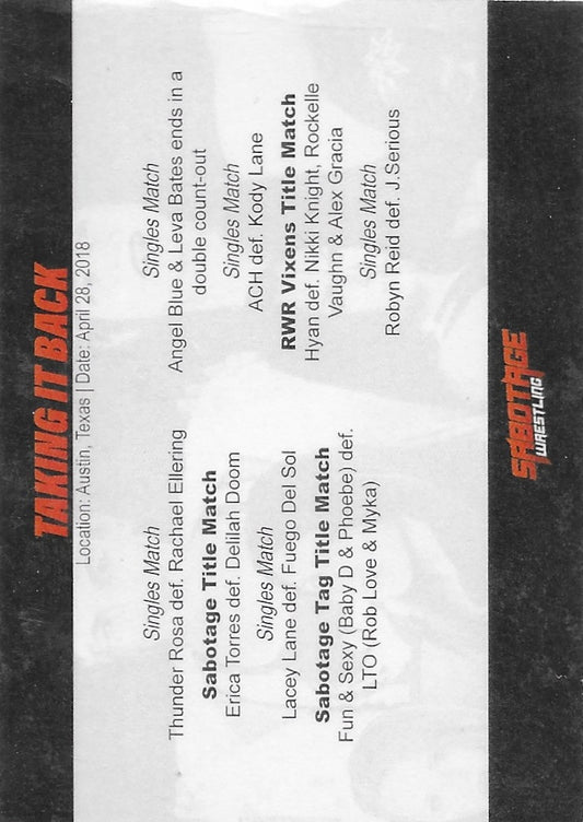 Taking IT Back trading card PW Catalog