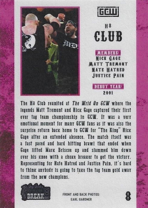 “Nick Gage & Matt Tremont” H8 Club trading card PW Catalog