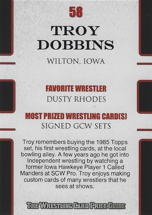 Troy Dobbins trading card PW Catalog