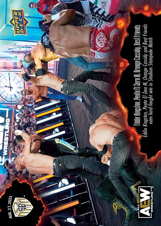 Eddie Kingston, Penta el Zero M, Orange Cassidy, Best Friends – Eddie Kingston, Penta el Zero M, Orange Cassidy and Best Friends Earn Hard-Fought Win in Stadium Stampede Match trading card PW Catalog