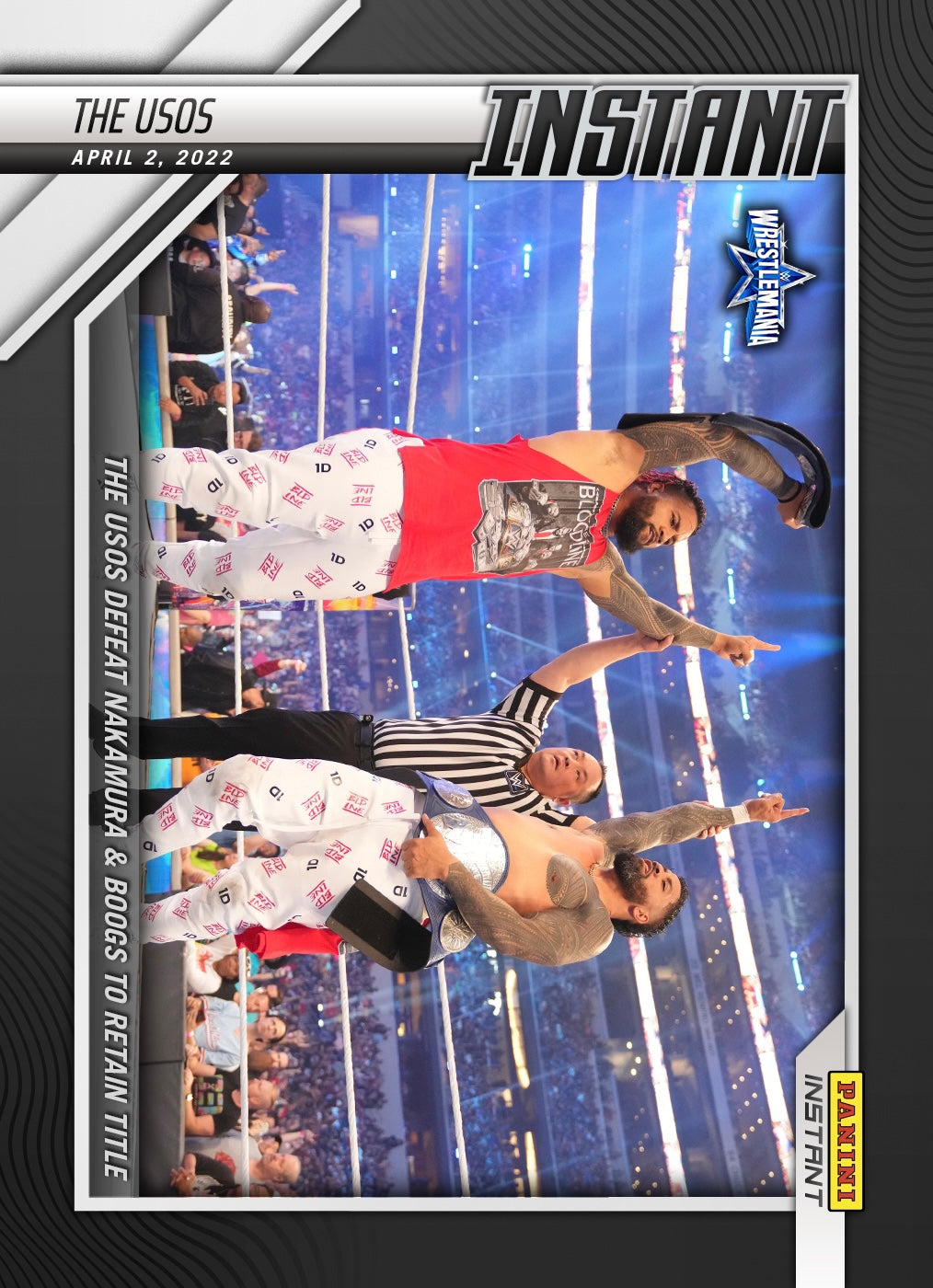The Usos – the Usos Defeat Nakamura & Boogs to Retain Title trading card PW Catalog