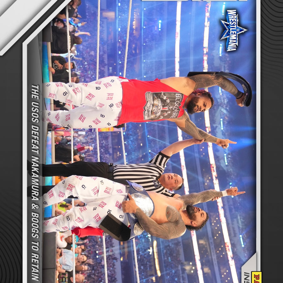 The Usos – the Usos Defeat Nakamura & Boogs to Retain Title trading card PW Catalog