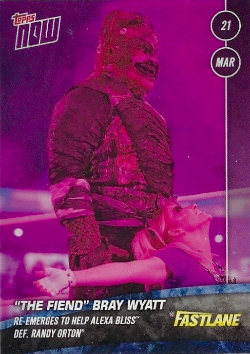 “The Fiend” Bray Wyatt Re-Emerges to Help Alexa Bliss DEF. Randy Orton trading card PW Catalog