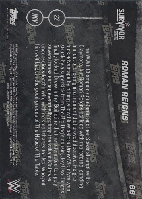 Roman Reigns Universal Champion DEF. WWE Champion Drew Mcintyre trading card PW Catalog