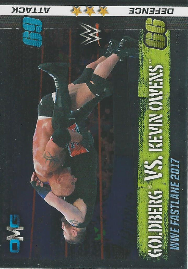 WWE Topps Slam Attax 10th Edition 2017 Goldberg vs Kevin Owens #80
