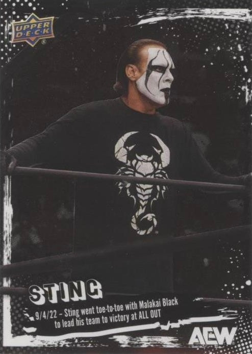 9/4/22 – Sting Went Toe-To-Toe With Malakai Black to Lead HIS Team to Victory at All Out trading card PW Catalog