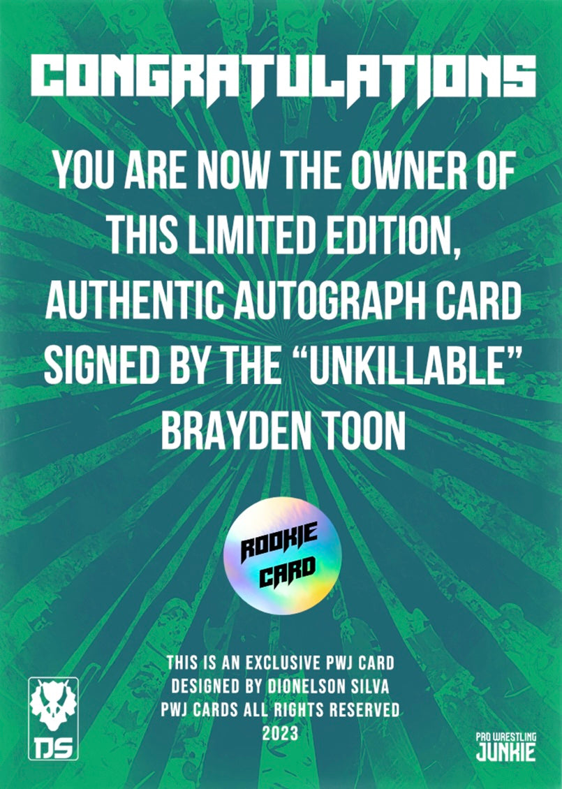“Unkillable” Brayden Toon trading card PW Catalog