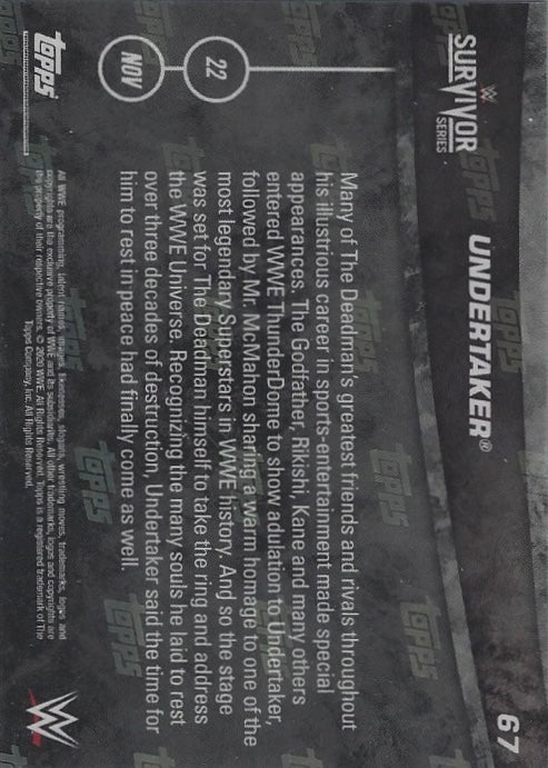 Undertaker Delivers HIS Final Farewell to the WWE Universe trading card PW Catalog
