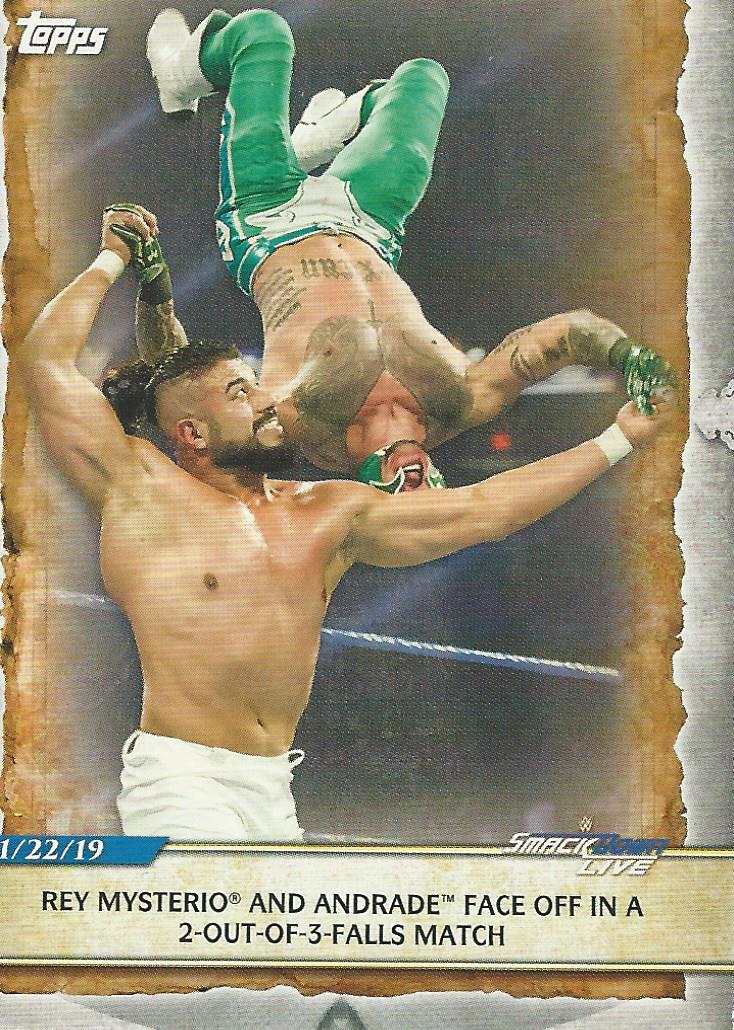 WWE Topps Road to Wrestlemania 2020 Andrade and Rey Mysterio #81