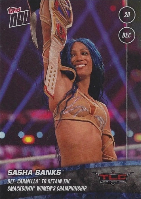 Sasha Banks DEF. Carmella to Retain the Smackdown Women’s Championship trading card PW Catalog