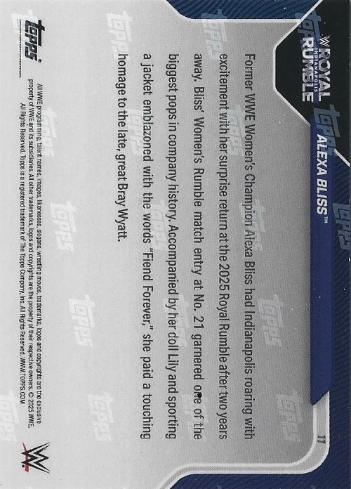 Alexa Bliss Surprise! Returns to Action After 2-Year Absence trading card PW Catalog