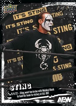 9/4/22 – Sting Went Toe-To-Toe With Malakai Black to Lead HIS Team to Victory at All Out trading card PW Catalog