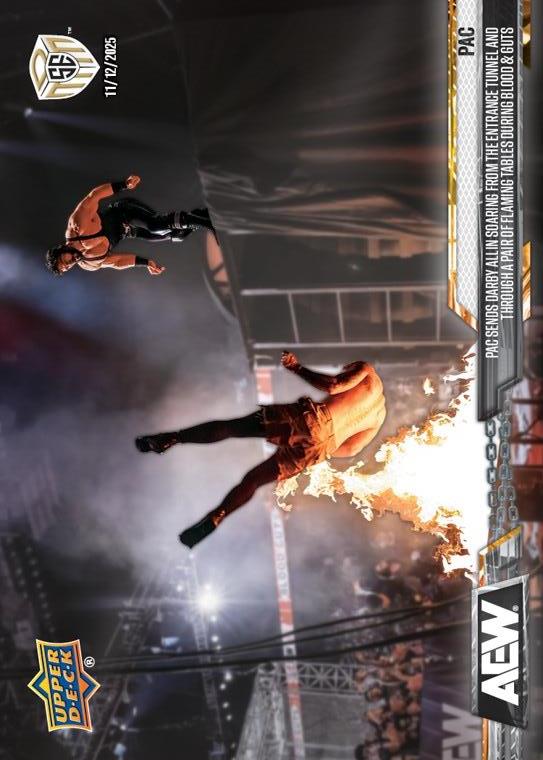 PAC – PAC Sends Darby Allin Soaring From the Entrance Tunnel and Through a Pair of Flaming Tables During Blood & Guts
