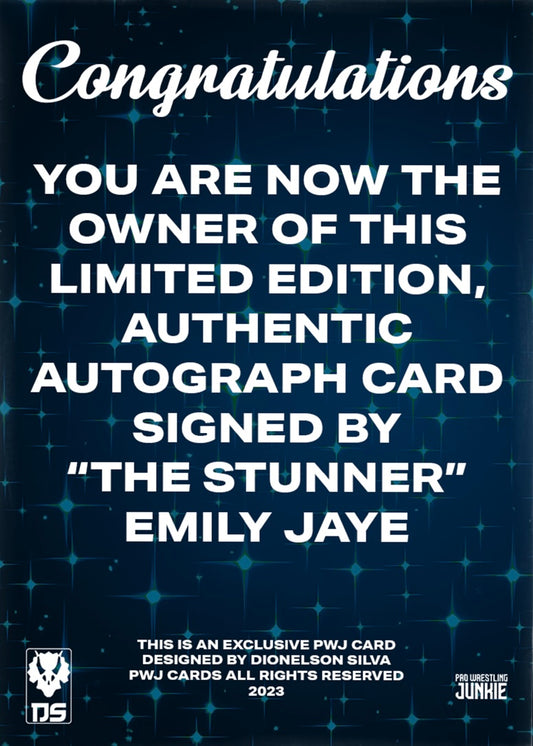 “The Stunner” Emily Jaye trading card PWcatalog