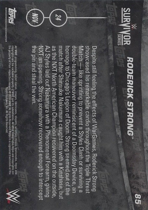 Roderick Strong DEF. AJ Styles and Shinsuke Nakamura in a Triple Threat Match trading card PW Catalog