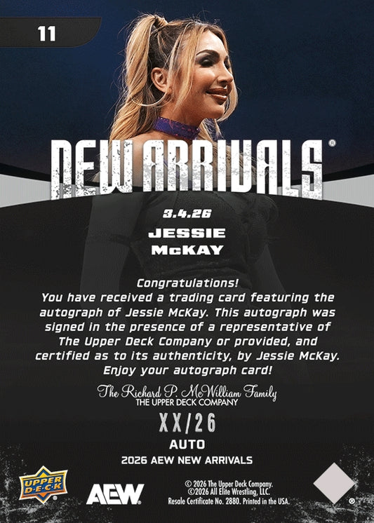 Jessie Mckay trading card PW Catalog