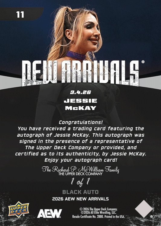 Jessie Mckay trading card PW Catalog
