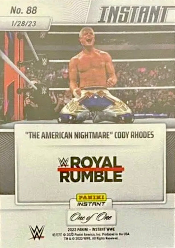 “The American Nightmare” Cody Rhodes – 2023 Men’s Royal Rumble Winner trading card PW Catalog