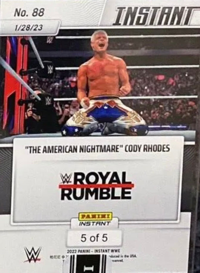 “The American Nightmare” Cody Rhodes – 2023 Men’s Royal Rumble Winner trading card PW Catalog