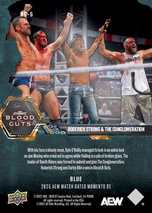 Roderick Strong & the Conglomeration – Roderick Strong and the Conglomeration Stand Tall After Earning a Violent Victory in Blood & Guts trading card PW Catalog