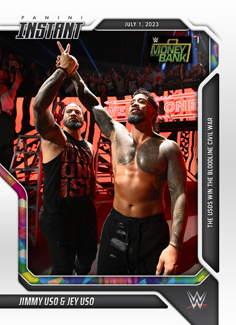 Jimmy USO & JEY USO – the Usos Win the Bloodline Civil War trading card PW Catalog
