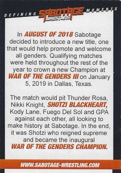 Defining Moments – Shotzi Blackheart trading card PW Catalog