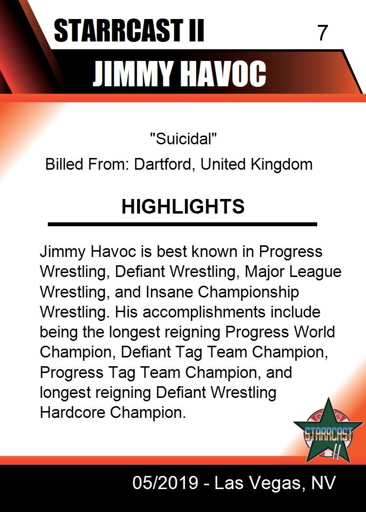 Jimmy Havoc trading card PW Catalog
