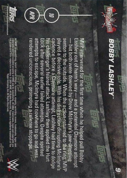 Bobby Lashley DEF. Drew Mcintyre to Retain the WWE Championship trading card PW Catalog