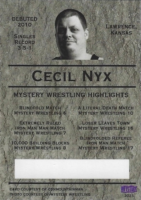 ‘The Curse’ Cecil NYX trading card PW Catalog