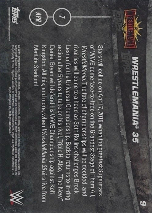 Wrestlemania 35 – the Showcase of the Immortals trading card PW Catalog